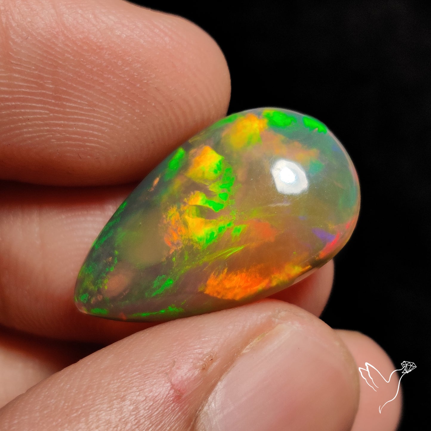 Natural Dark Ethiopian Black Opal Large Cabochon