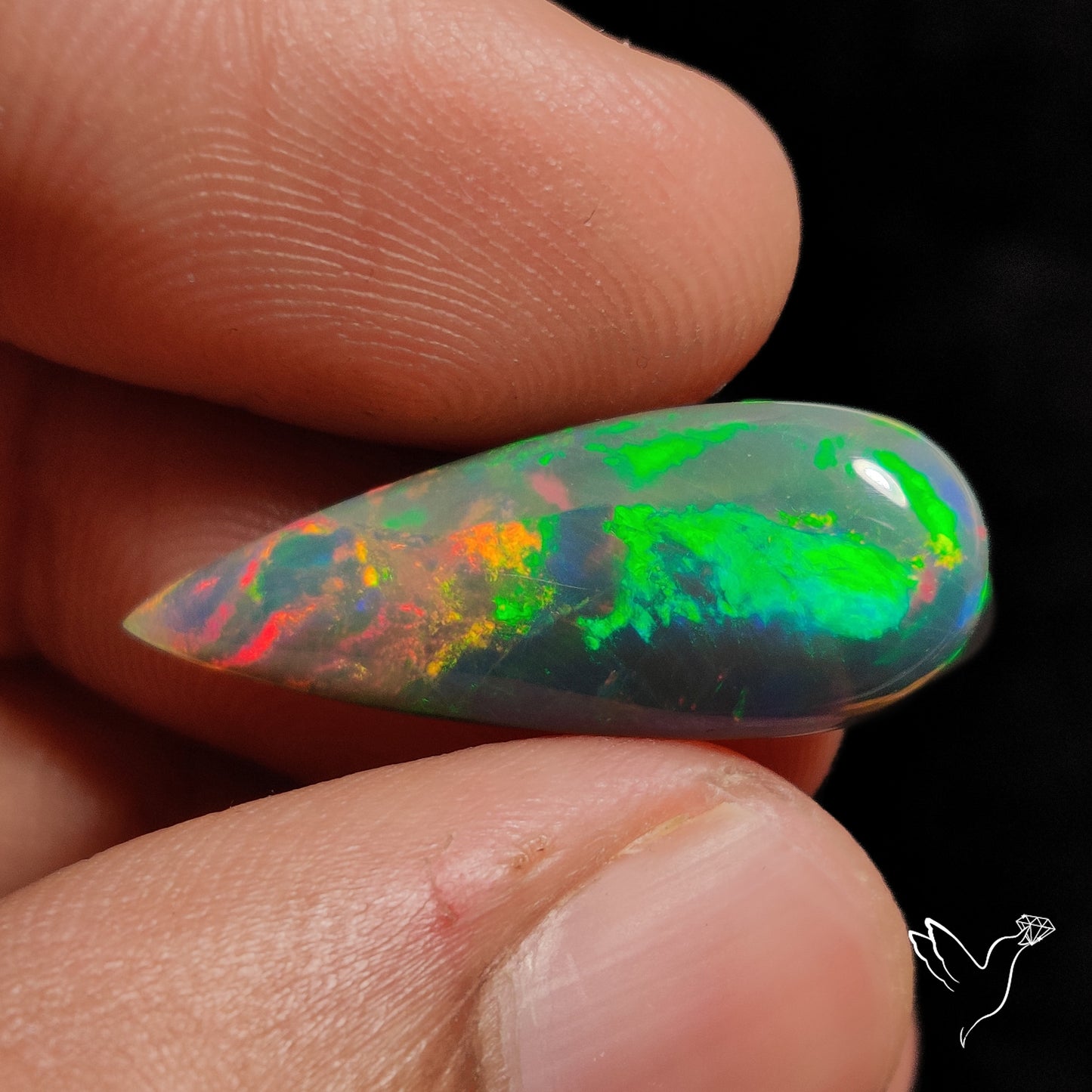 Natural Dark Ethiopian Black Opal Long Drop Cabochon