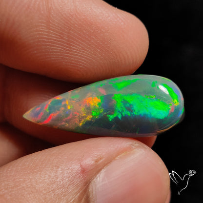 Natural Dark Ethiopian Black Opal Long Drop Cabochon