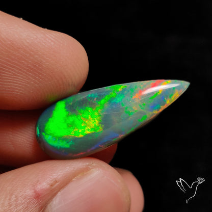 Natural Dark Ethiopian Black Opal Long Drop Cabochon