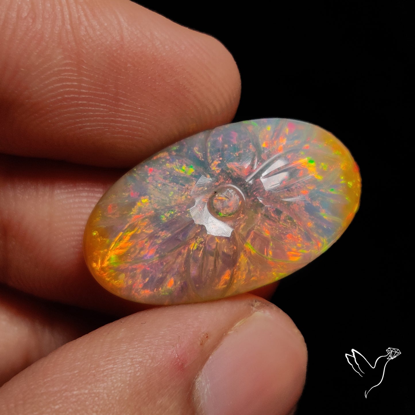 Ethiopian Welo Opal Mughal Carving