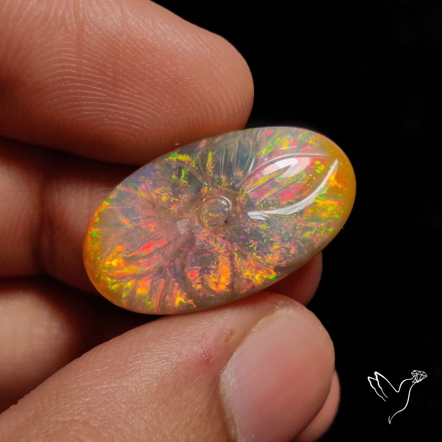 Ethiopian Welo Opal Mughal Carving