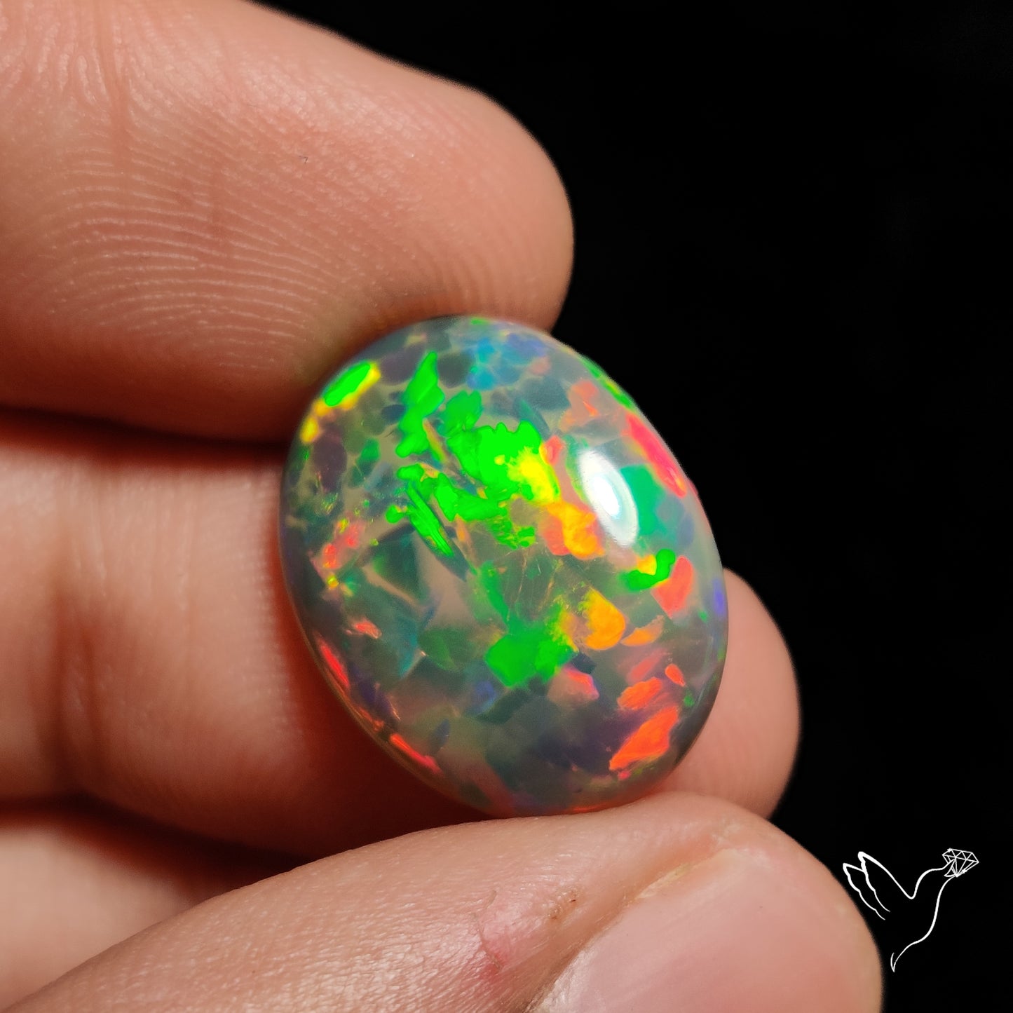 Natural Dark Ethiopian Black Opal Large Cabochon