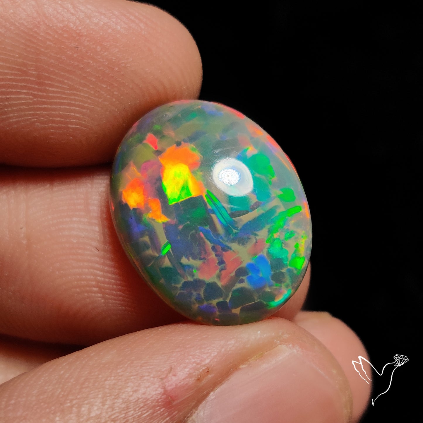 Natural Dark Ethiopian Black Opal Large Cabochon