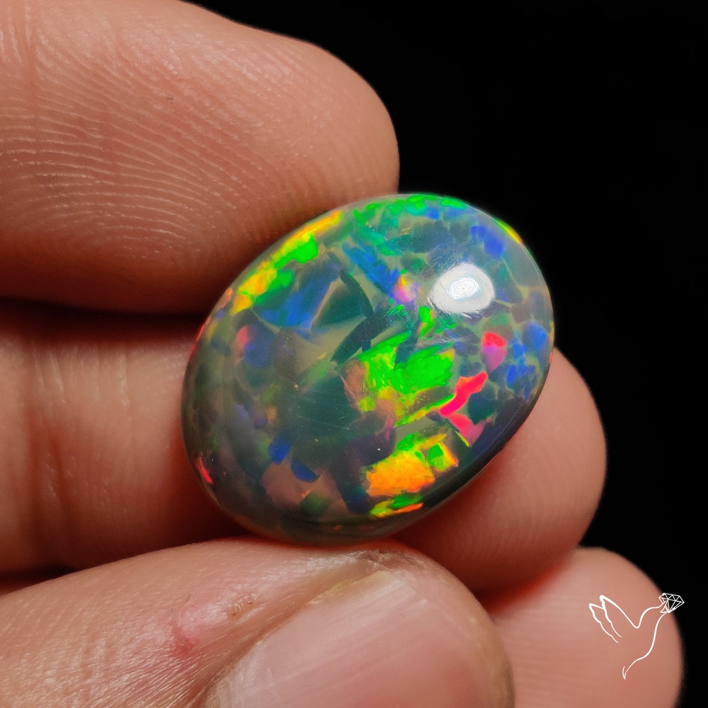 Natural Dark Ethiopian Black Opal Large Cabochon