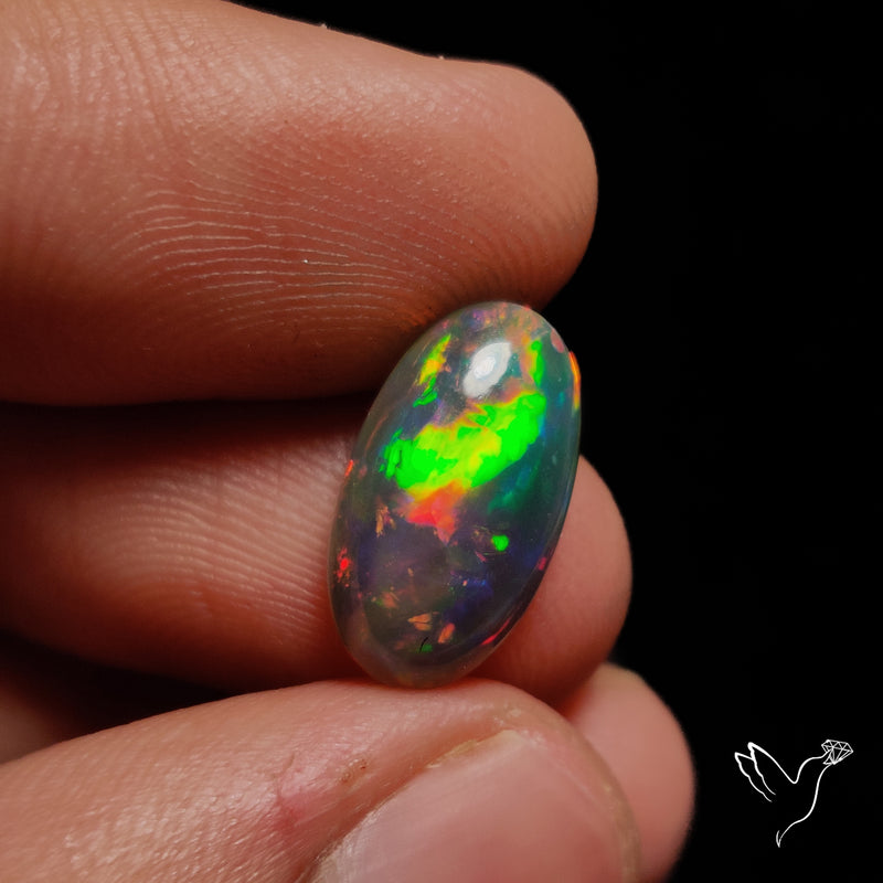 Natural Dark Ethiopian Black Opal Large Cabochon