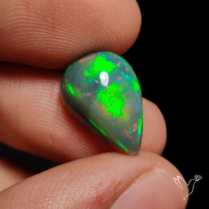 Natural Dark Ethiopian Black Opal Cabochon
