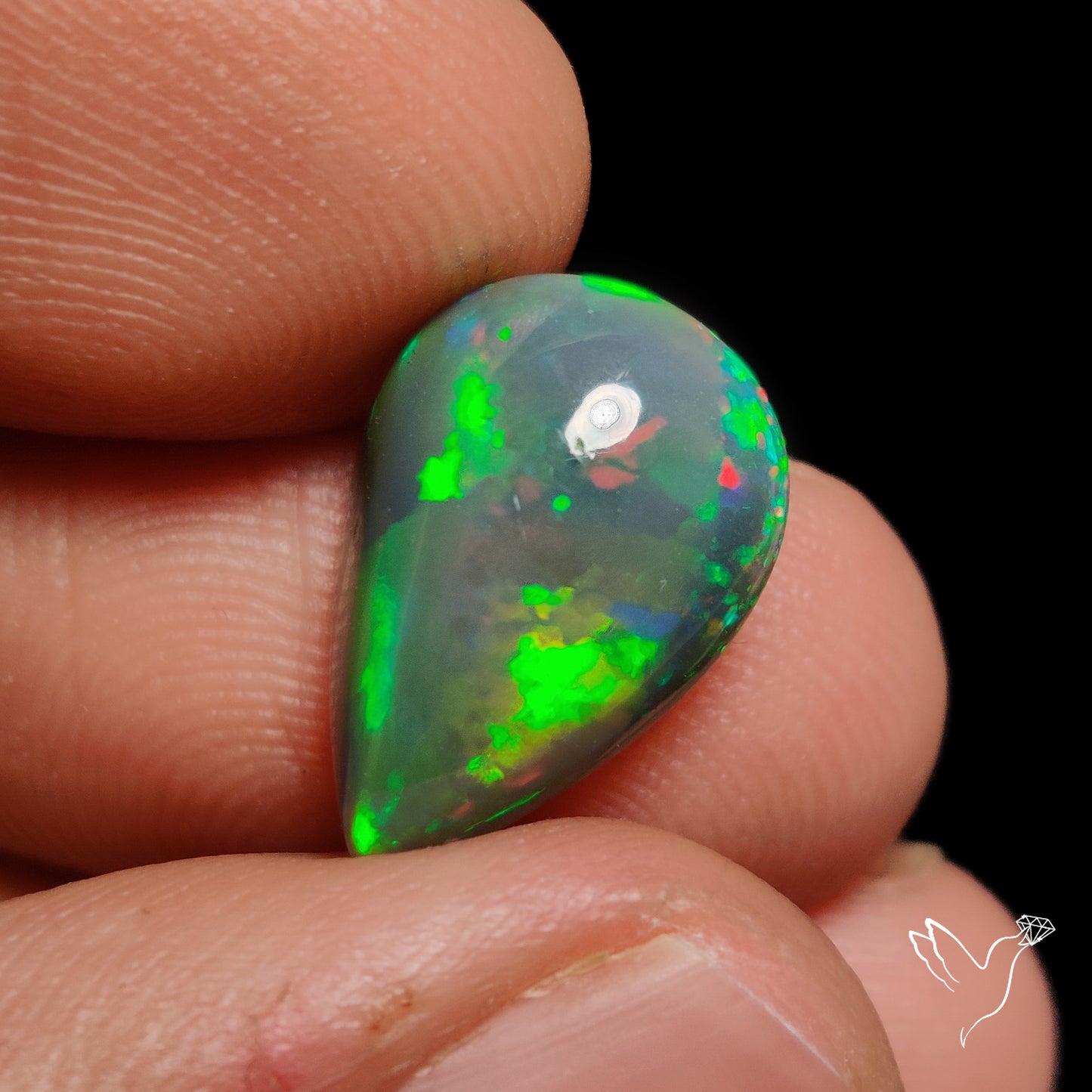 Natural Dark Ethiopian Black Opal Cabochon