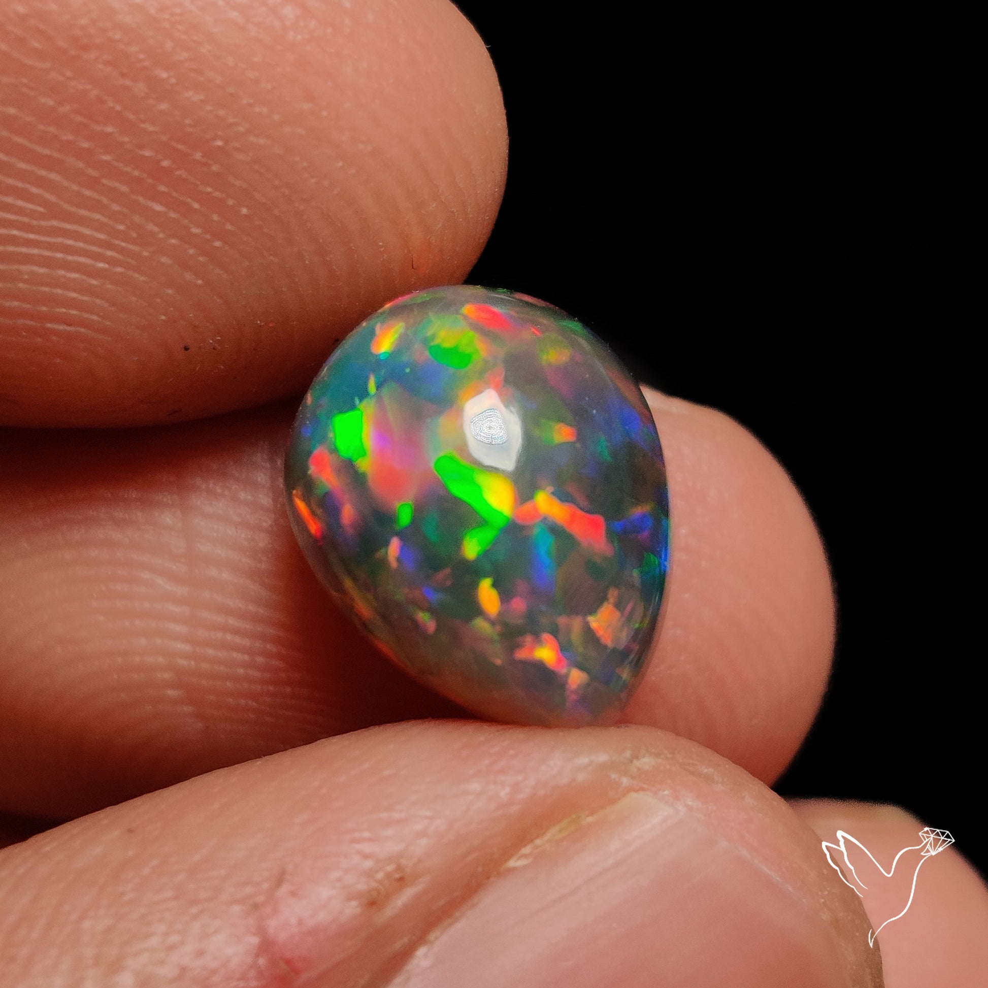 Natural Dark Ethiopian Black Opal Cabochon