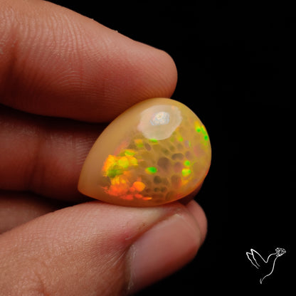 Rare Honeycomb Pattern Ethiopian Opal Cabochon