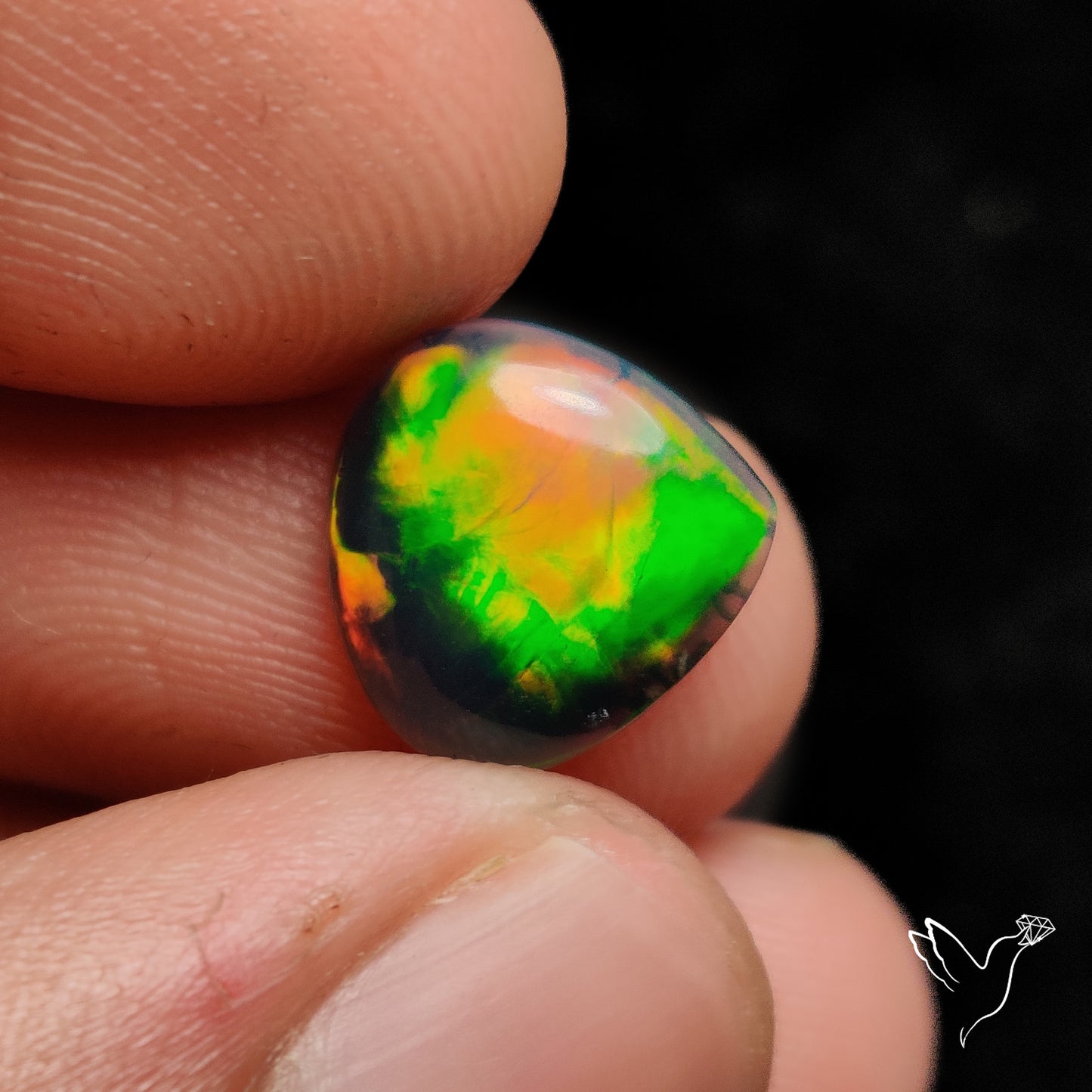 Ethiopian Black Opal Cabochon Smoked
