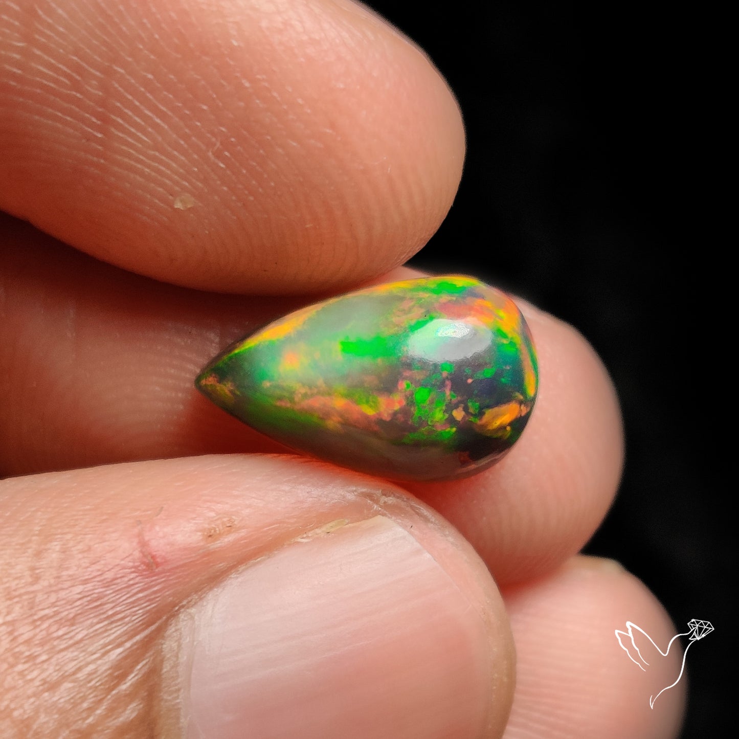 Ethiopian Black Opal Cabochon Smoked Bicolor