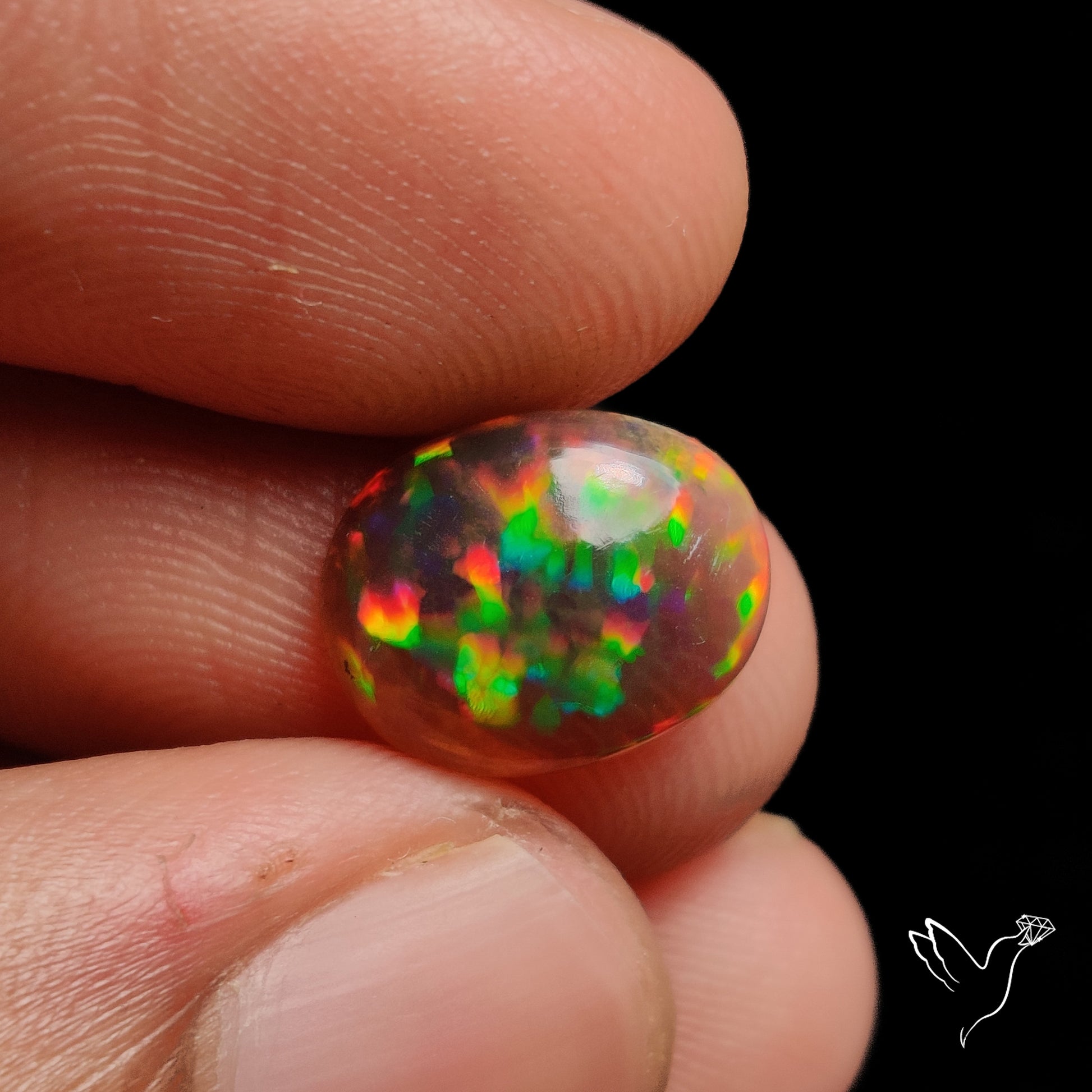 Ethiopian Black Opal Cabochon Smoked Pin Dot Fire
