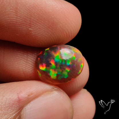 Ethiopian Black Opal Cabochon Smoked Pin Dot Fire