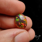 Ethiopian Black Opal Cabochon Smoked Pin Dot Fire