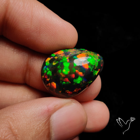 Rare Large Ethiopian Black Opal Cabochon Smoked