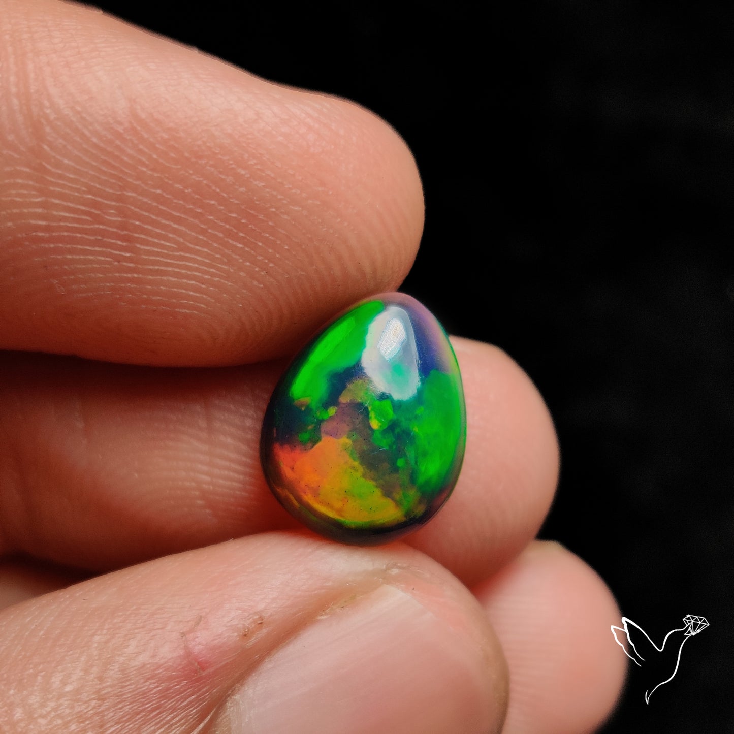 Ethiopian Black Opal Cabochon Smoked