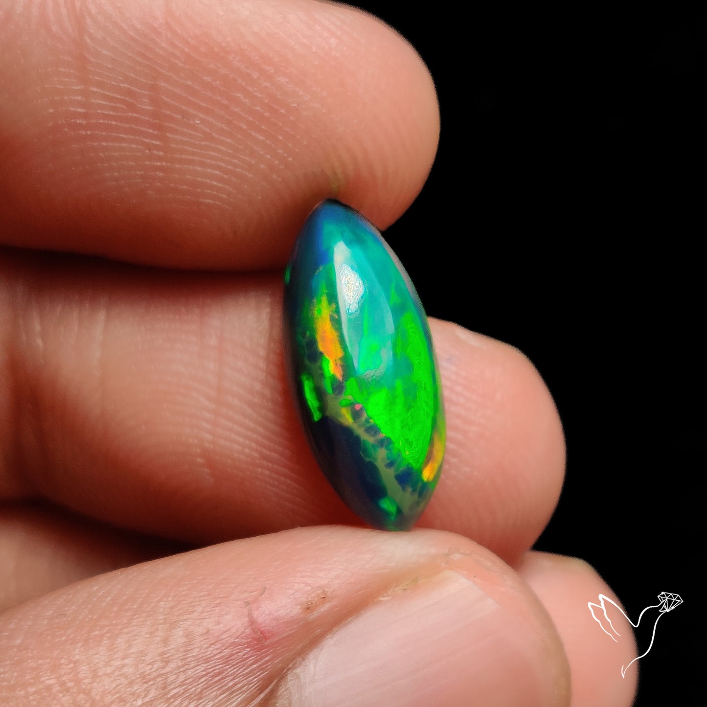 Ethiopian Black Opal Cabochon Smoked