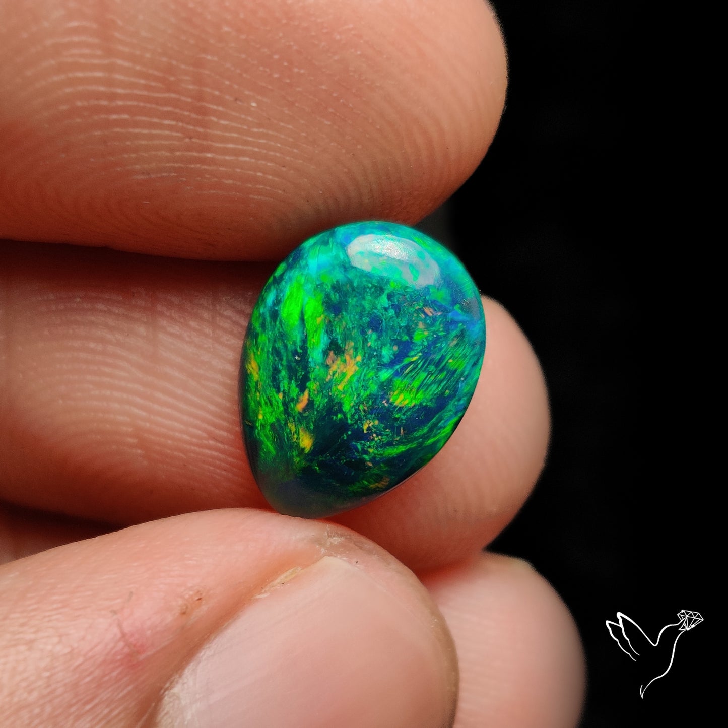 Ethiopian Black Opal Cabochon Smoked