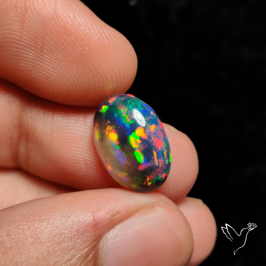 Ethiopian Black Opal Cabochon Smoked