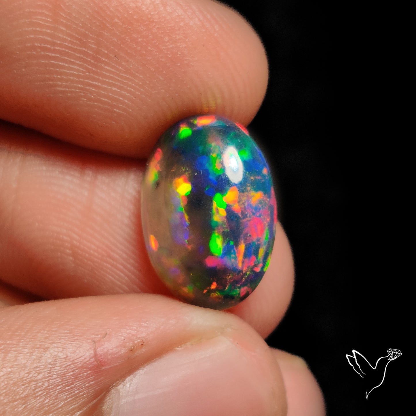 Ethiopian Black Opal Cabochon Smoked