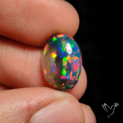 Ethiopian Black Opal Cabochon Smoked