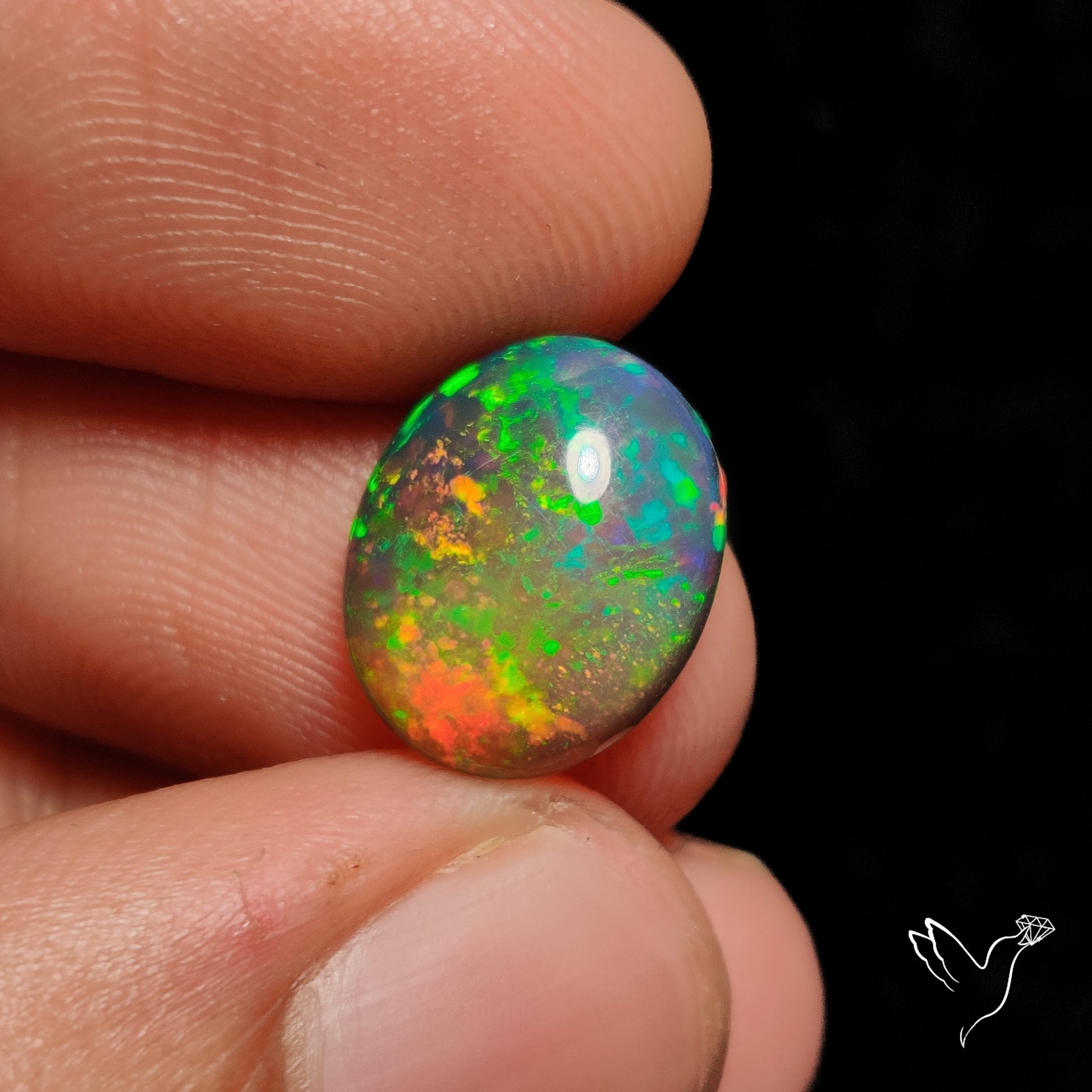 Ethiopian Black Opal Cabochon Smoked