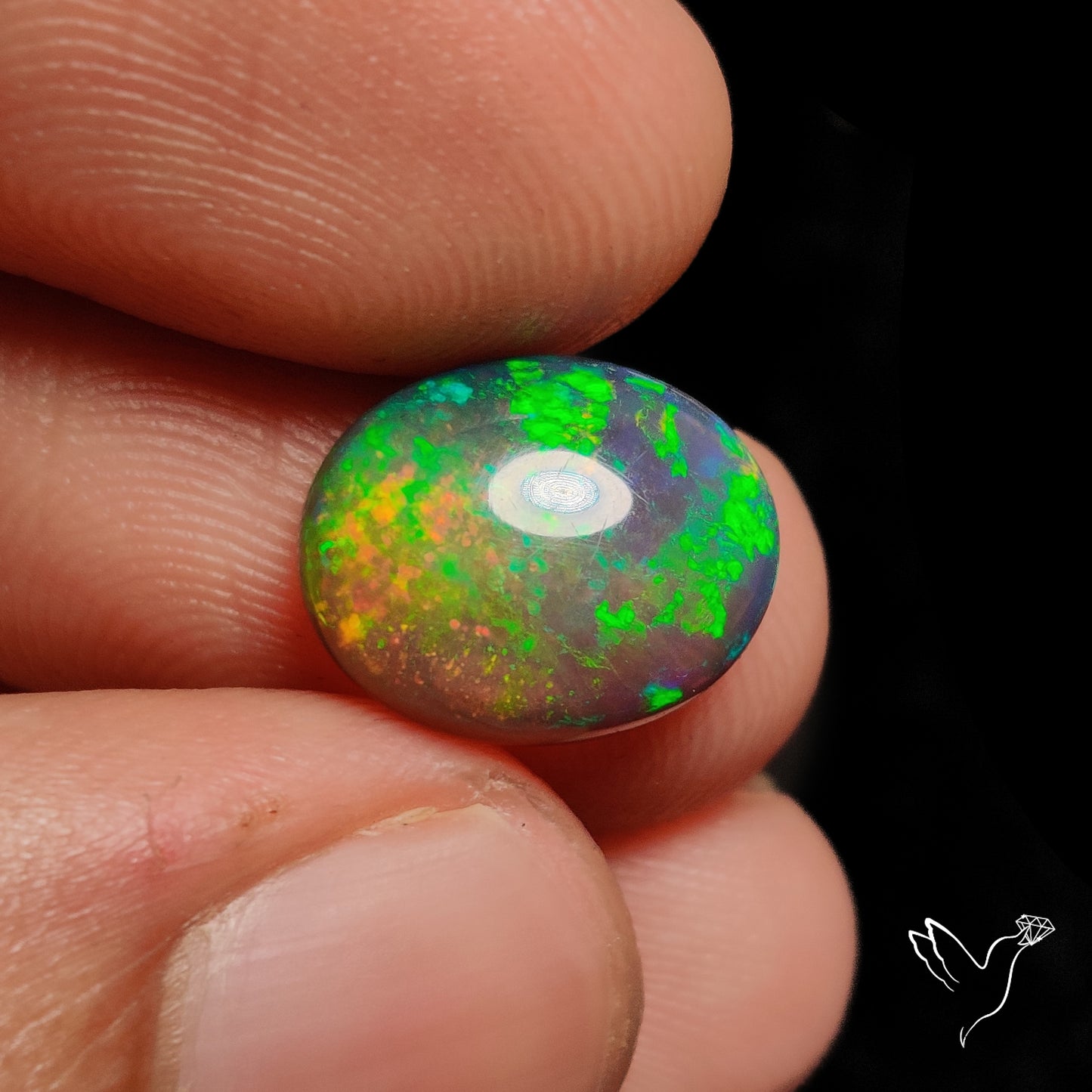 Ethiopian Black Opal Cabochon Smoked