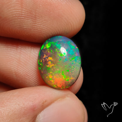 Ethiopian Black Opal Cabochon Smoked
