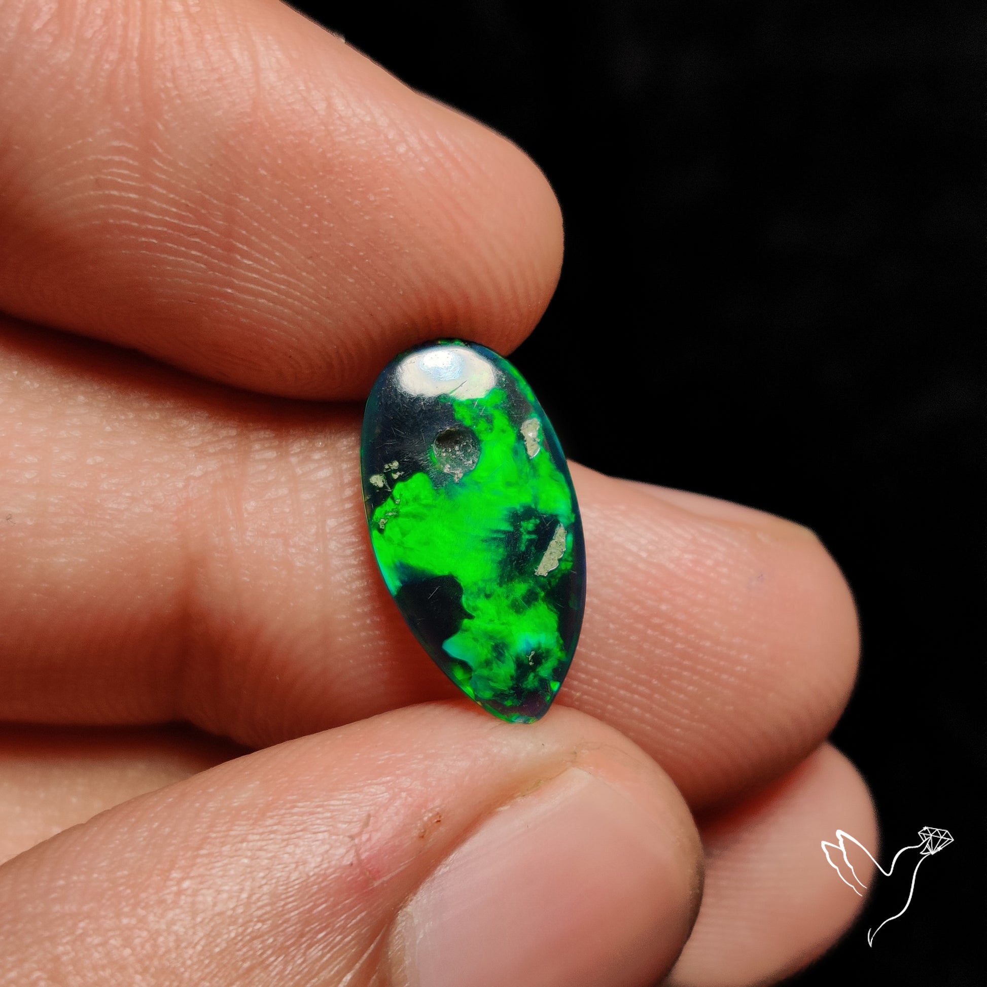 Ethiopian Black Opal Cabochon Smoked