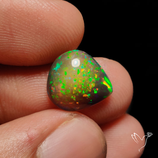 Ethiopian Black Opal Cabochon Smoked