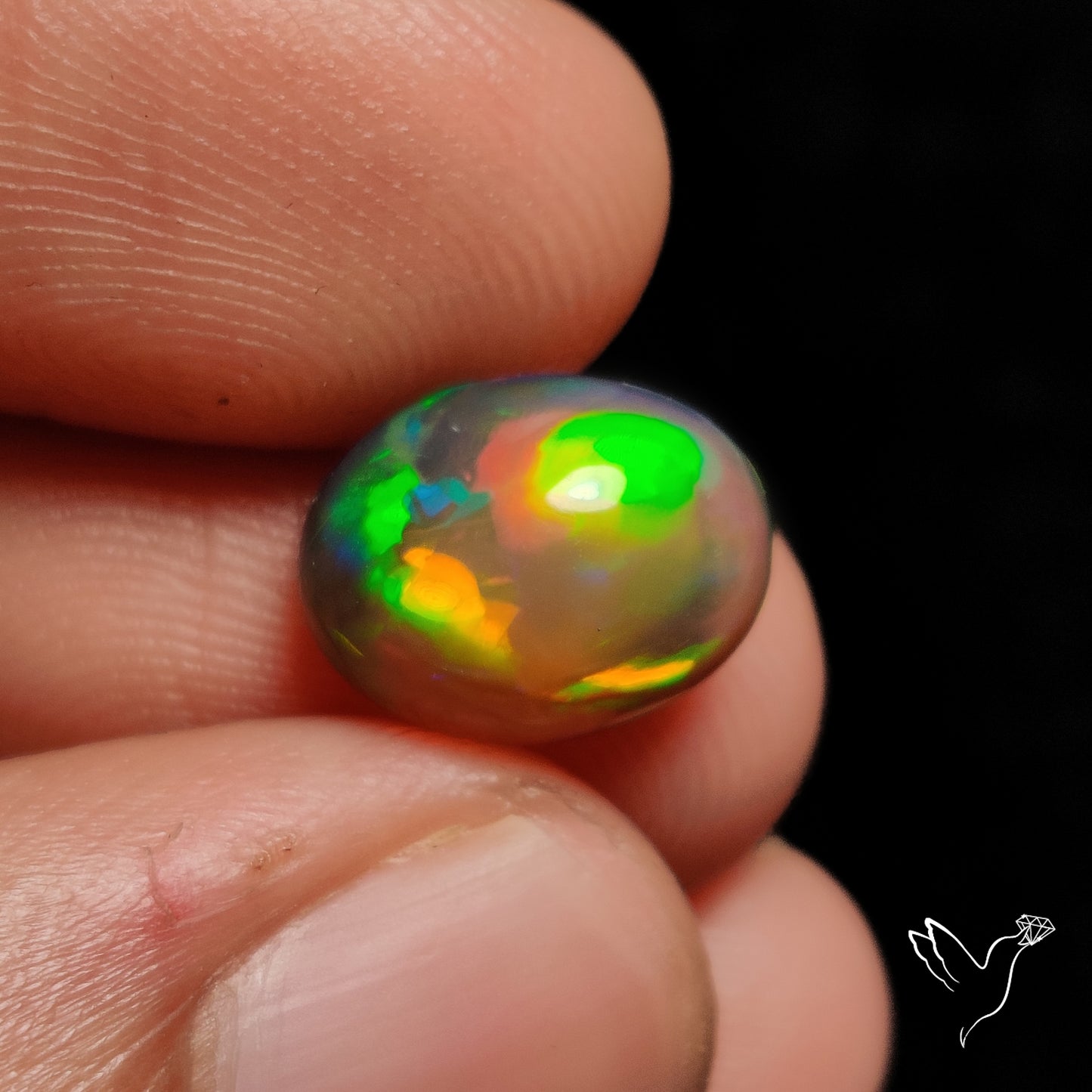 Ethiopian Black Opal Cabochon Smoked