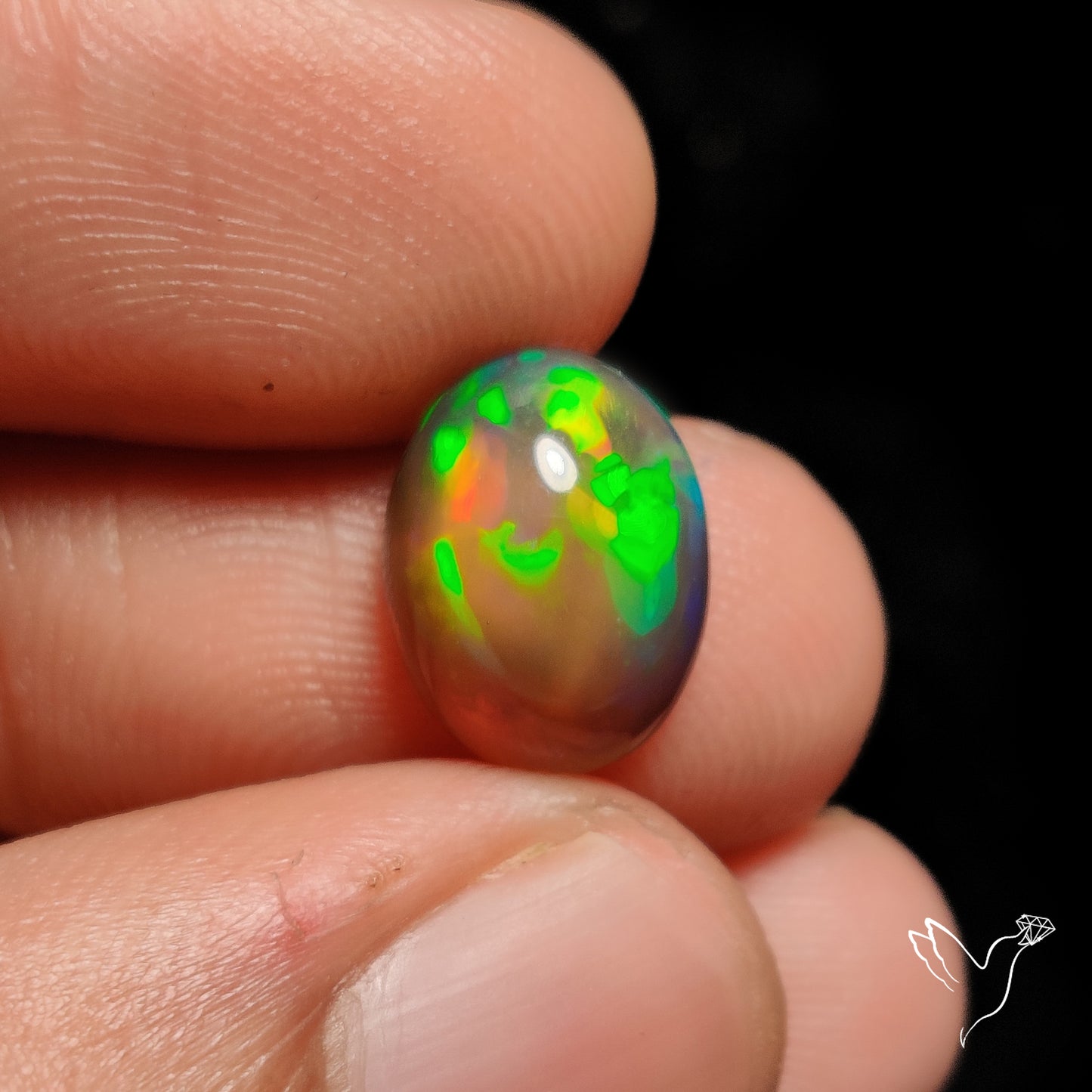 Ethiopian Black Opal Cabochon Smoked