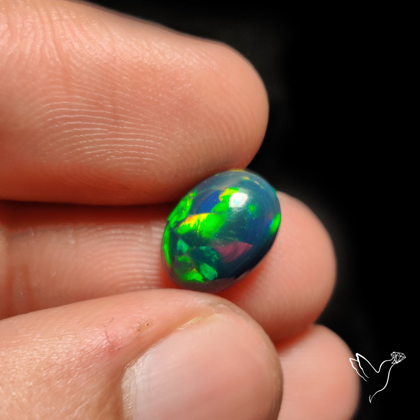 Ethiopian Black Opal Cabochon Smoked