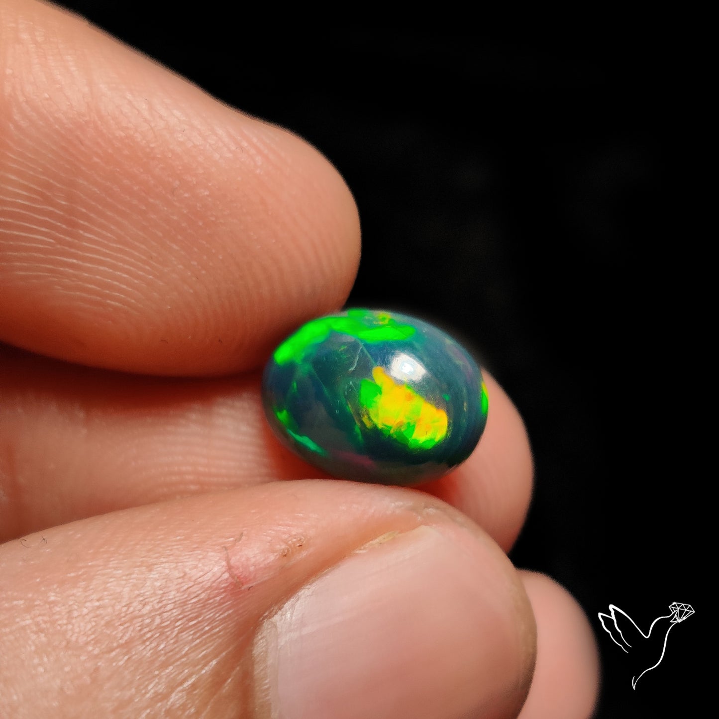 Ethiopian Black Opal Cabochon Smoked