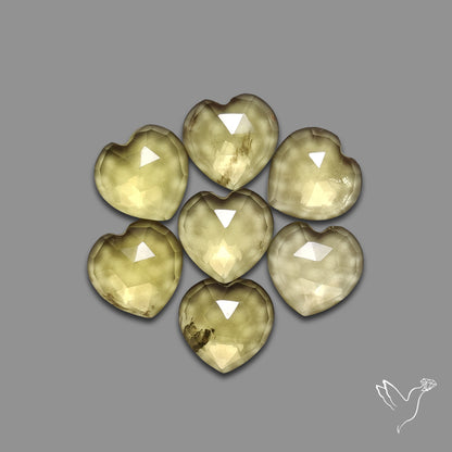 Rose Cut Lemon Quartz Hearts Lot