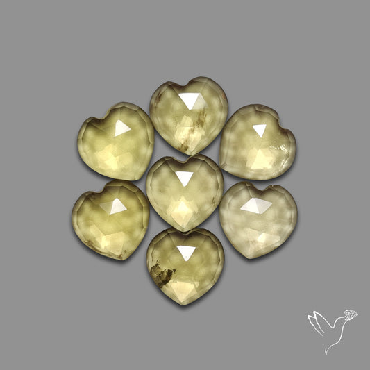 Rose Cut Lemon Quartz Hearts Lot