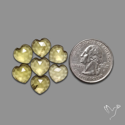 Rose Cut Lemon Quartz Hearts Lot