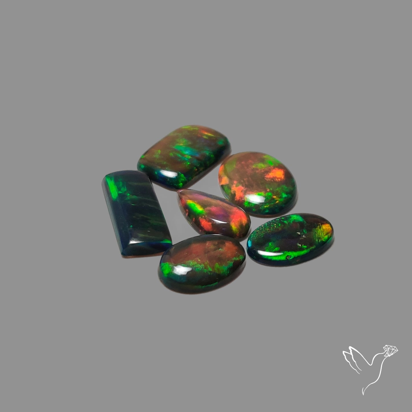 Ethiopian Black Opal Cabochons Lot Smoked Thin Cuts