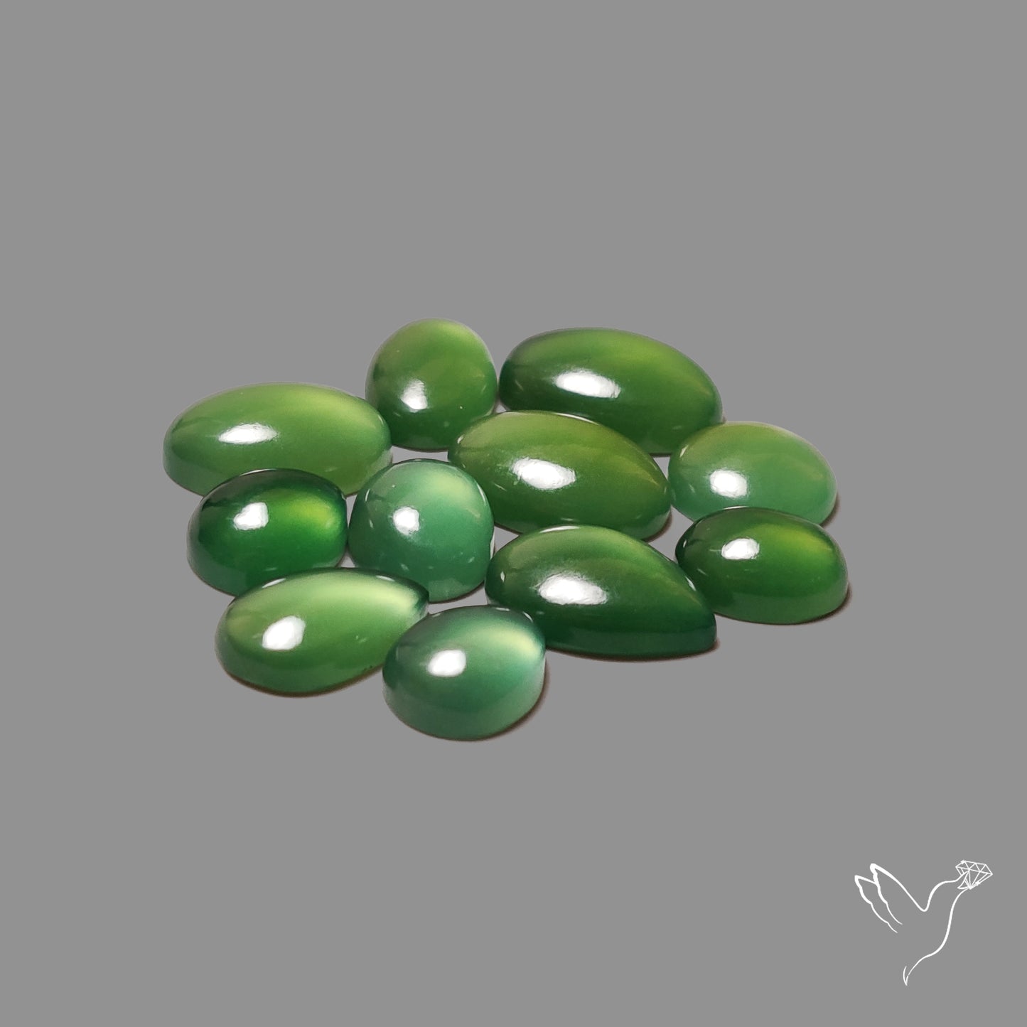 Gemmy Green Serpentine Cabochons Lot