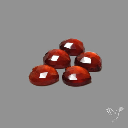 Rose Cut Hessonite Garnet Hearts Lot