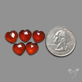 Rose Cut Hessonite Garnet Hearts Lot