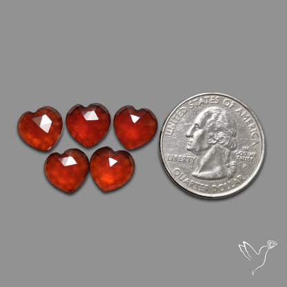 Rose Cut Hessonite Garnet Hearts Lot