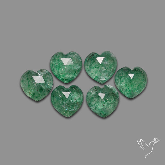 Rose Cut Green Tanzurine Hearts Lot