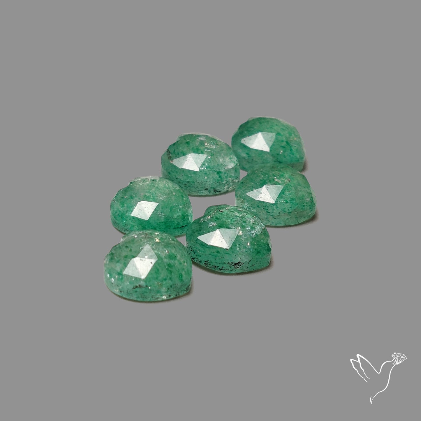 Rose Cut Green Tanzurine Hearts Lot