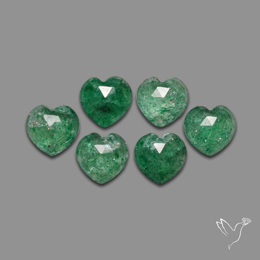 Rose Cut Green Tanzurine Hearts Lot