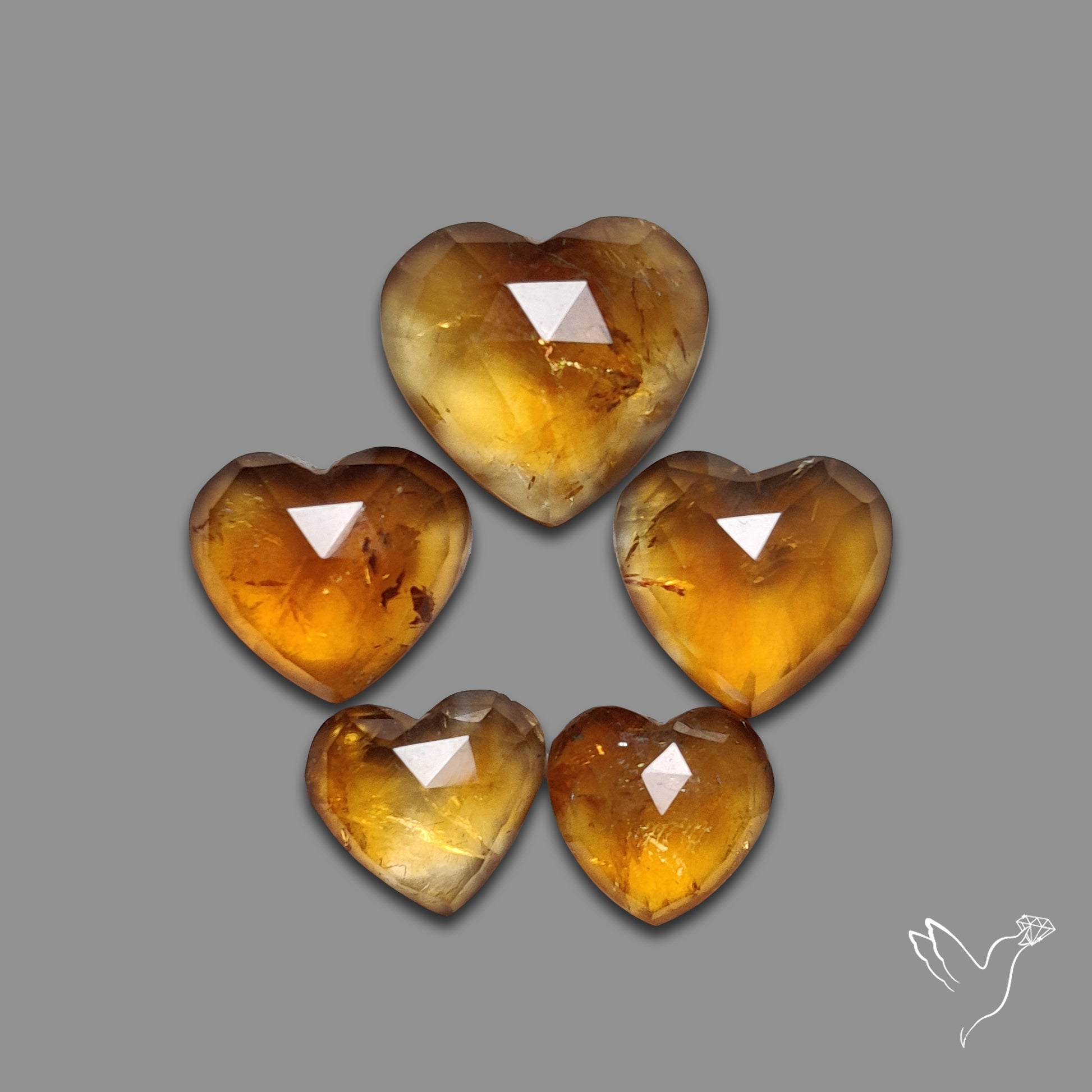 Rose Cut Citrine Hearts Lot