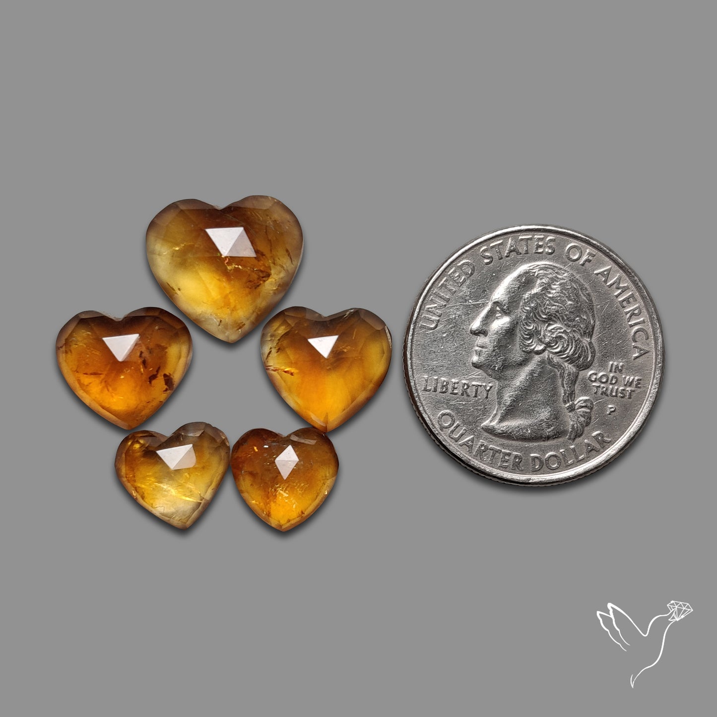Rose Cut Citrine Hearts Lot