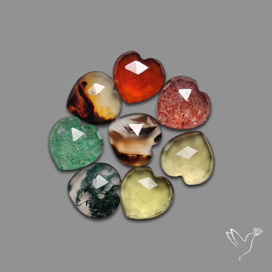 Rose Cut Mix Gemstone Hearts Lot