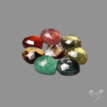 Rose Cut Mix Gemstone Hearts Lot